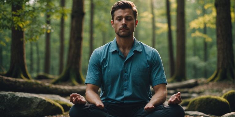 Advanced meditation techniques in peaceful nature scene